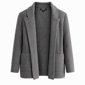 Quince Sweater Blazer Cardigan Gray Knit Jacket Open Front Minimalist